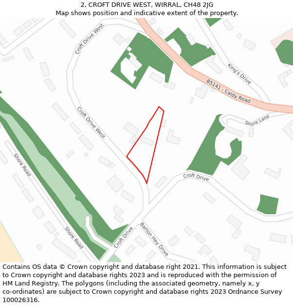 2, CROFT DRIVE WEST, WIRRAL, CH48 2JG: Location map and indicative extent of plot