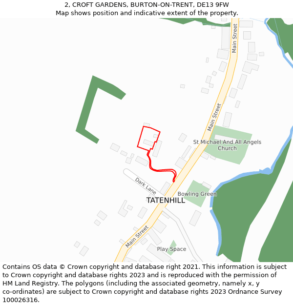2, CROFT GARDENS, BURTON-ON-TRENT, DE13 9FW: Location map and indicative extent of plot