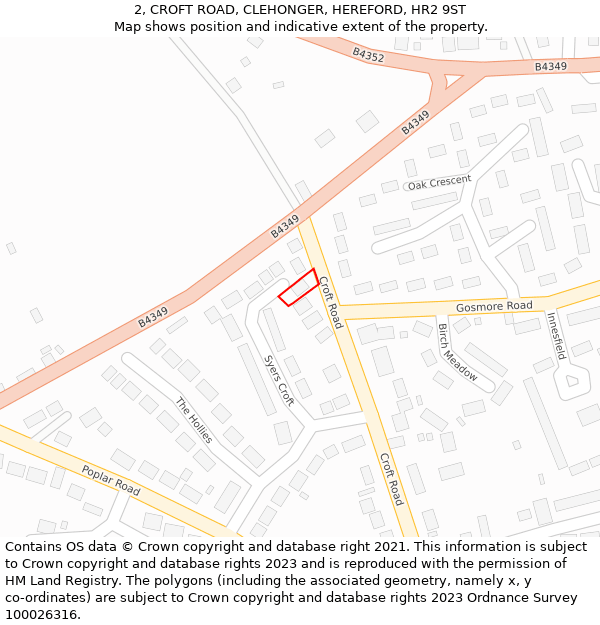 2, CROFT ROAD, CLEHONGER, HEREFORD, HR2 9ST: Location map and indicative extent of plot
