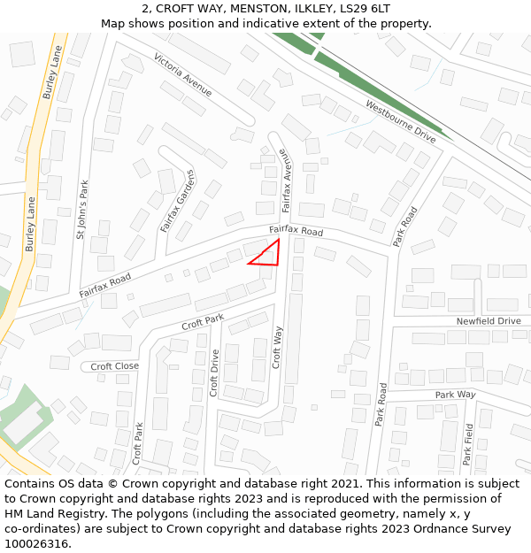 2, CROFT WAY, MENSTON, ILKLEY, LS29 6LT: Location map and indicative extent of plot