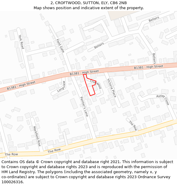 2, CROFTWOOD, SUTTON, ELY, CB6 2NB: Location map and indicative extent of plot