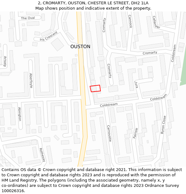 2, CROMARTY, OUSTON, CHESTER LE STREET, DH2 1LA: Location map and indicative extent of plot