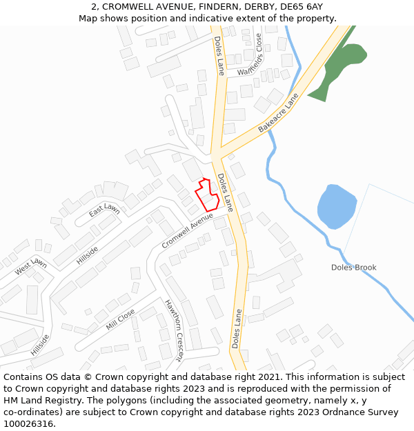 2, CROMWELL AVENUE, FINDERN, DERBY, DE65 6AY: Location map and indicative extent of plot