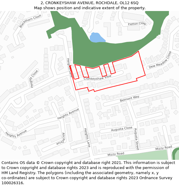 2, CRONKEYSHAW AVENUE, ROCHDALE, OL12 6SQ: Location map and indicative extent of plot