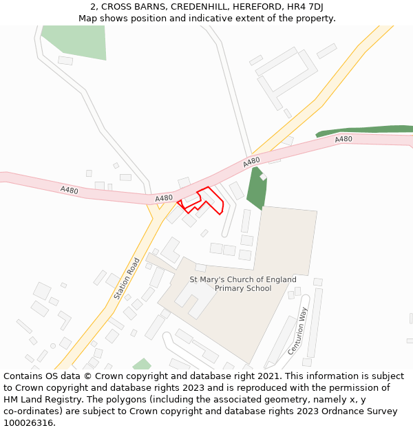 2, CROSS BARNS, CREDENHILL, HEREFORD, HR4 7DJ: Location map and indicative extent of plot