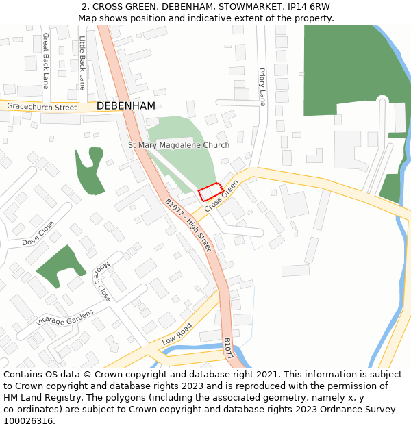 2, CROSS GREEN, DEBENHAM, STOWMARKET, IP14 6RW: Location map and indicative extent of plot