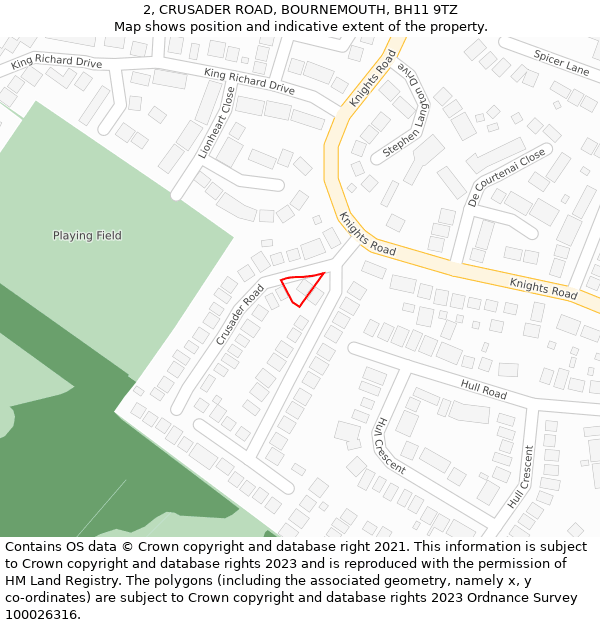 2, CRUSADER ROAD, BOURNEMOUTH, BH11 9TZ: Location map and indicative extent of plot