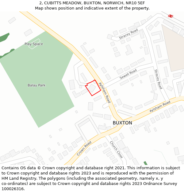 2, CUBITTS MEADOW, BUXTON, NORWICH, NR10 5EF: Location map and indicative extent of plot