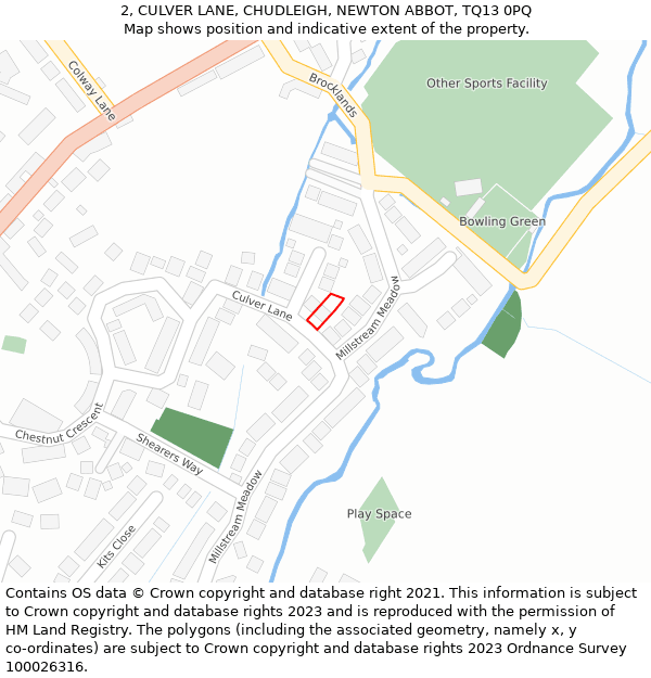 2, CULVER LANE, CHUDLEIGH, NEWTON ABBOT, TQ13 0PQ: Location map and indicative extent of plot
