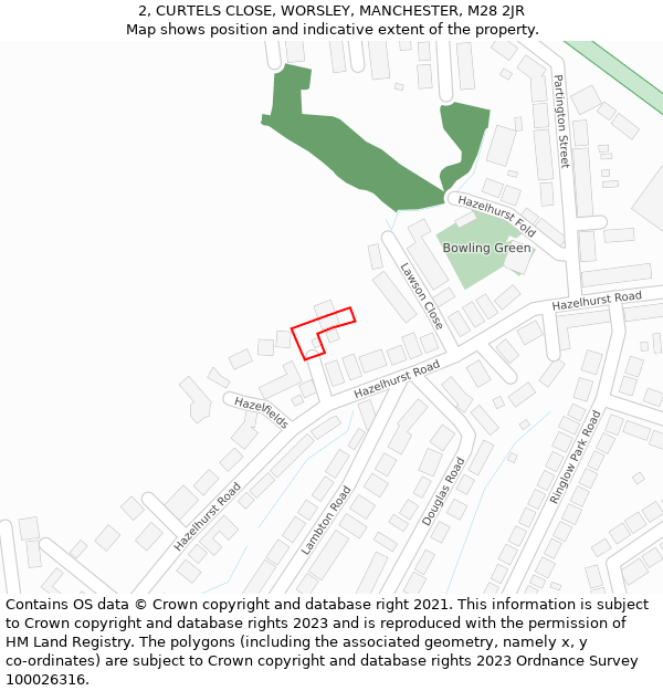 2, CURTELS CLOSE, WORSLEY, MANCHESTER, M28 2JR: Location map and indicative extent of plot