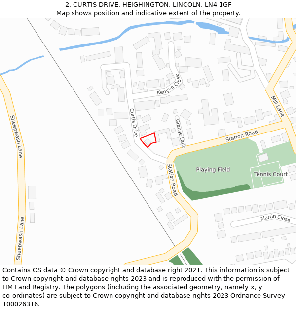 2, CURTIS DRIVE, HEIGHINGTON, LINCOLN, LN4 1GF: Location map and indicative extent of plot
