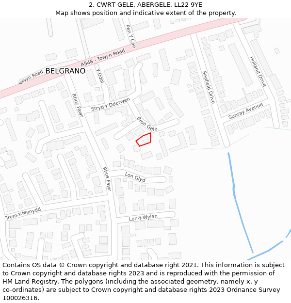 2, CWRT GELE, ABERGELE, LL22 9YE: Location map and indicative extent of plot