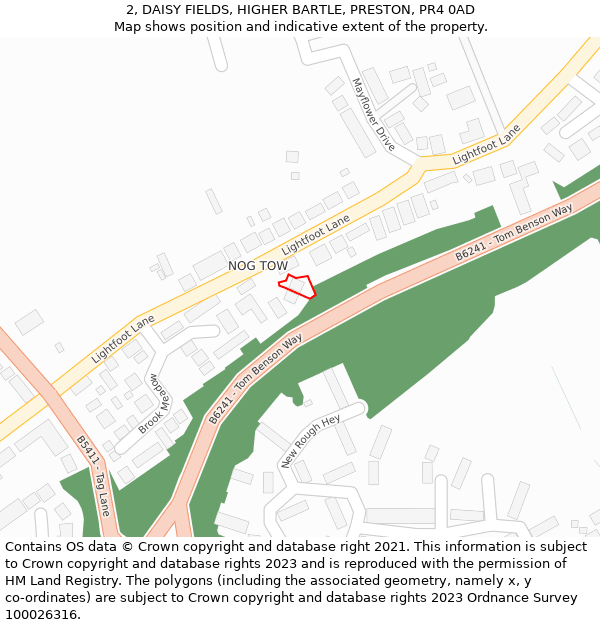 2, DAISY FIELDS, HIGHER BARTLE, PRESTON, PR4 0AD: Location map and indicative extent of plot