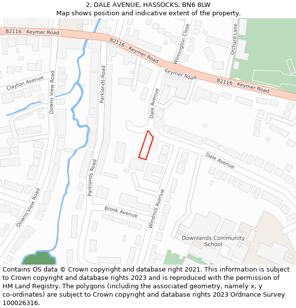 2, DALE AVENUE, HASSOCKS, BN6 8LW: Location map and indicative extent of plot