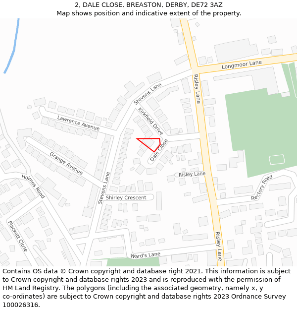 2, DALE CLOSE, BREASTON, DERBY, DE72 3AZ: Location map and indicative extent of plot