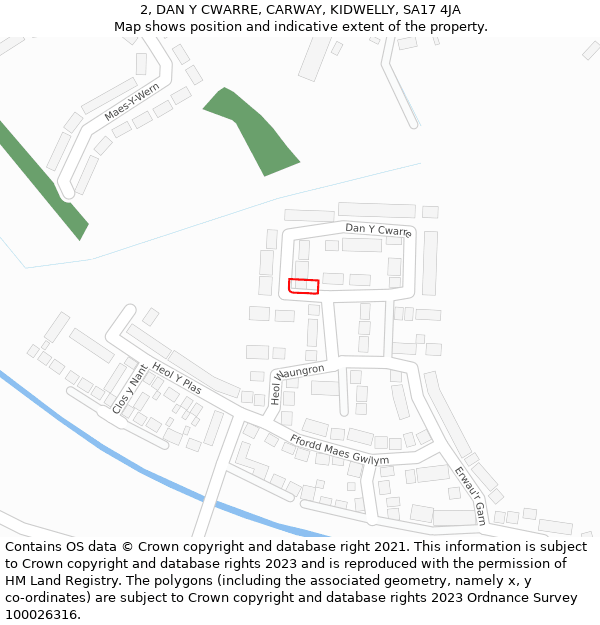 2, DAN Y CWARRE, CARWAY, KIDWELLY, SA17 4JA: Location map and indicative extent of plot