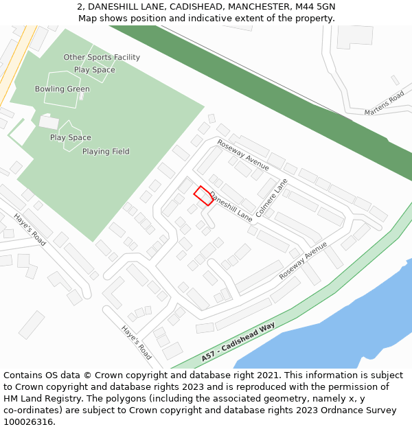 2, DANESHILL LANE, CADISHEAD, MANCHESTER, M44 5GN: Location map and indicative extent of plot