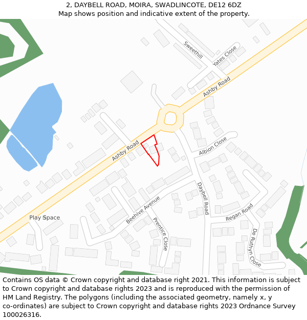 2, DAYBELL ROAD, MOIRA, SWADLINCOTE, DE12 6DZ: Location map and indicative extent of plot