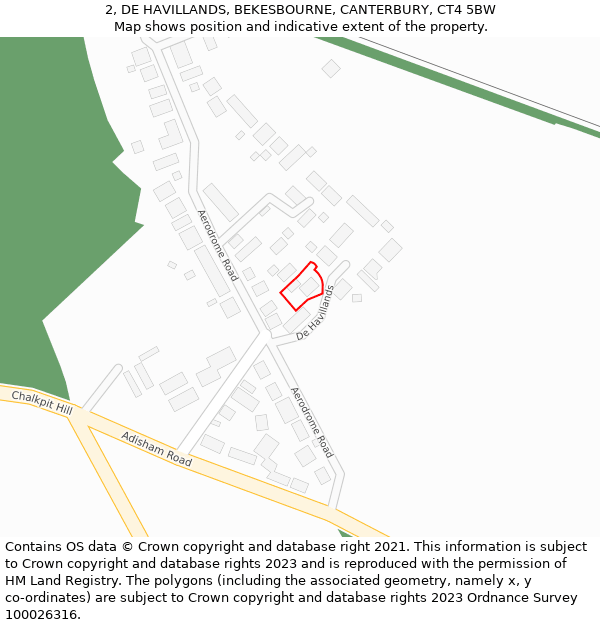 2, DE HAVILLANDS, BEKESBOURNE, CANTERBURY, CT4 5BW: Location map and indicative extent of plot