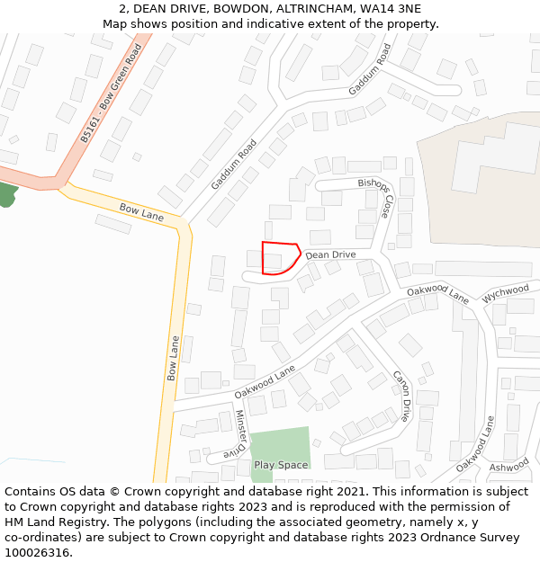 2, DEAN DRIVE, BOWDON, ALTRINCHAM, WA14 3NE: Location map and indicative extent of plot