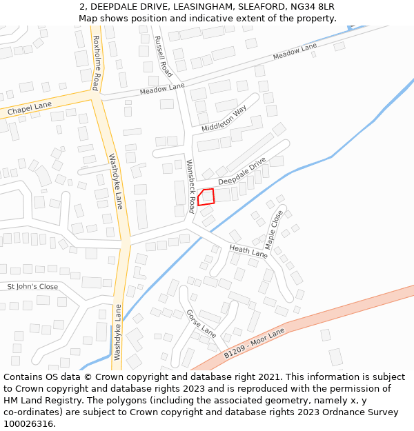 2, DEEPDALE DRIVE, LEASINGHAM, SLEAFORD, NG34 8LR: Location map and indicative extent of plot