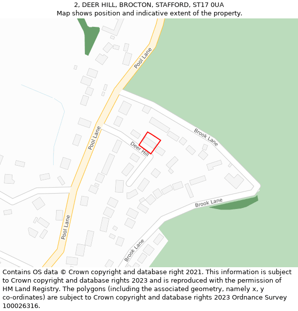 2, DEER HILL, BROCTON, STAFFORD, ST17 0UA: Location map and indicative extent of plot