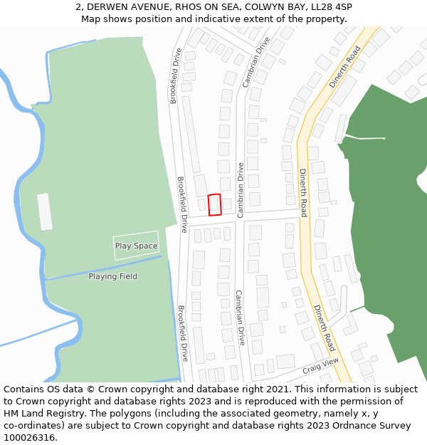 2, DERWEN AVENUE, RHOS ON SEA, COLWYN BAY, LL28 4SP: Location map and indicative extent of plot