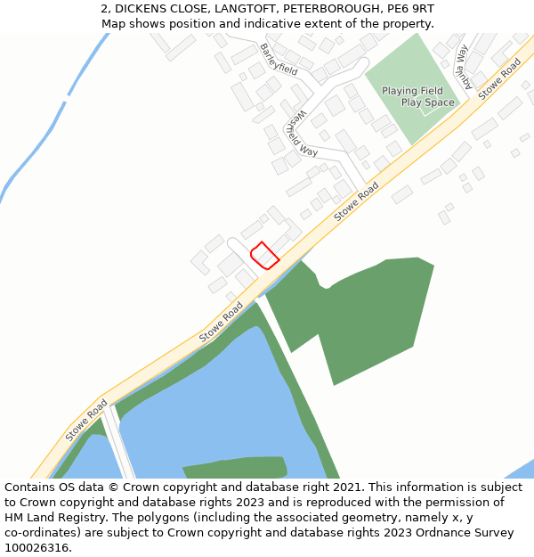 2, DICKENS CLOSE, LANGTOFT, PETERBOROUGH, PE6 9RT: Location map and indicative extent of plot