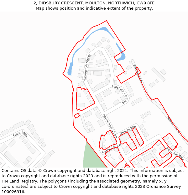 2, DIDSBURY CRESCENT, MOULTON, NORTHWICH, CW9 8FE: Location map and indicative extent of plot