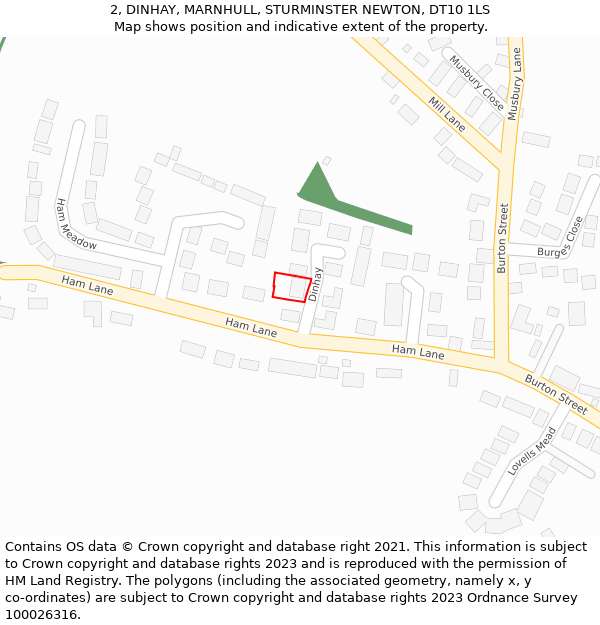 2, DINHAY, MARNHULL, STURMINSTER NEWTON, DT10 1LS: Location map and indicative extent of plot