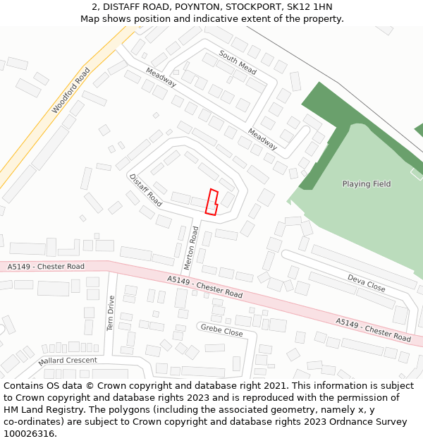 2, DISTAFF ROAD, POYNTON, STOCKPORT, SK12 1HN: Location map and indicative extent of plot
