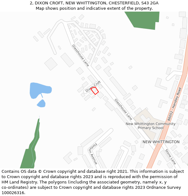 2, DIXON CROFT, NEW WHITTINGTON, CHESTERFIELD, S43 2GA: Location map and indicative extent of plot