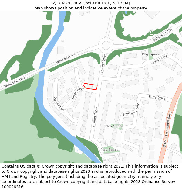 2, DIXON DRIVE, WEYBRIDGE, KT13 0XJ: Location map and indicative extent of plot