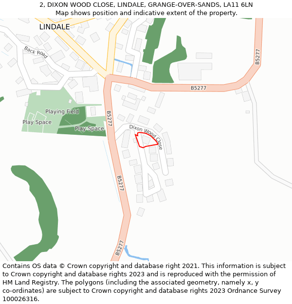 2, DIXON WOOD CLOSE, LINDALE, GRANGE-OVER-SANDS, LA11 6LN: Location map and indicative extent of plot