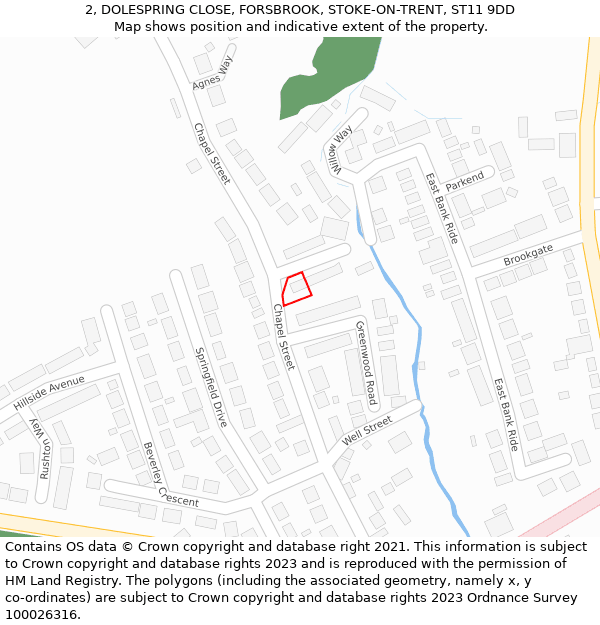 2, DOLESPRING CLOSE, FORSBROOK, STOKE-ON-TRENT, ST11 9DD: Location map and indicative extent of plot