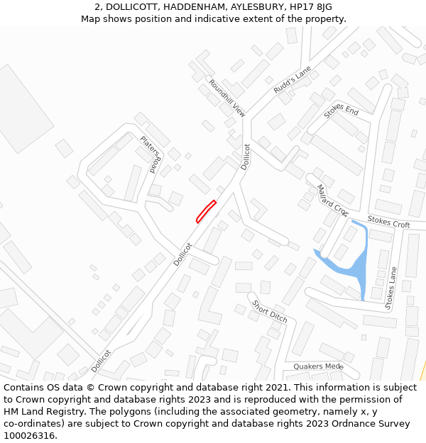 2, DOLLICOTT, HADDENHAM, AYLESBURY, HP17 8JG: Location map and indicative extent of plot