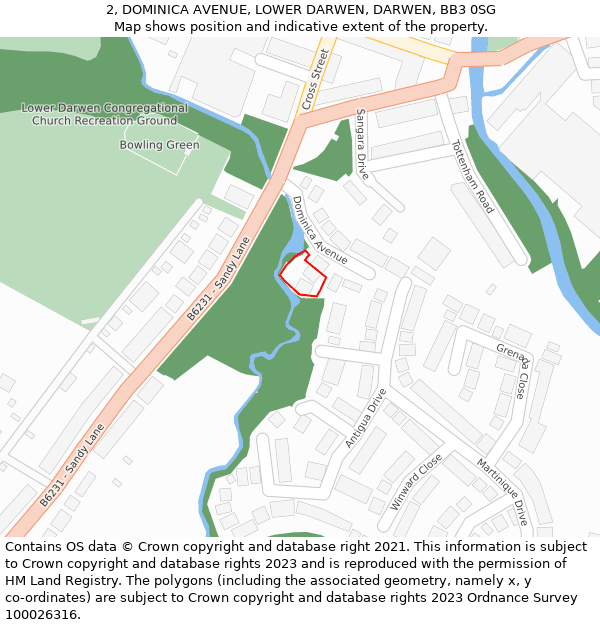 2, DOMINICA AVENUE, LOWER DARWEN, DARWEN, BB3 0SG: Location map and indicative extent of plot
