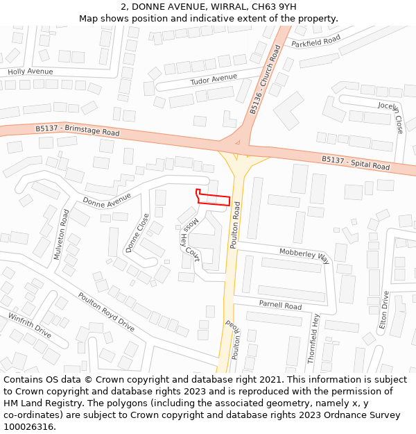 2, DONNE AVENUE, WIRRAL, CH63 9YH: Location map and indicative extent of plot