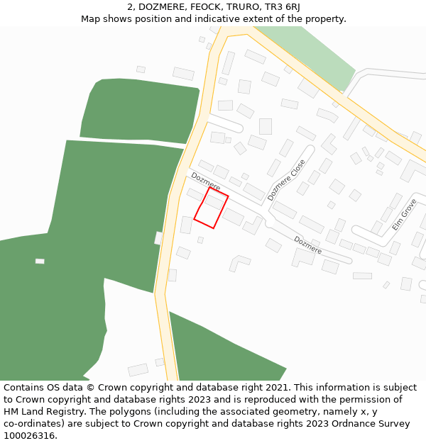 2, DOZMERE, FEOCK, TRURO, TR3 6RJ: Location map and indicative extent of plot