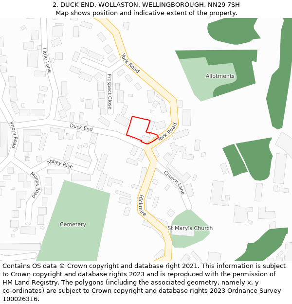 2, DUCK END, WOLLASTON, WELLINGBOROUGH, NN29 7SH: Location map and indicative extent of plot