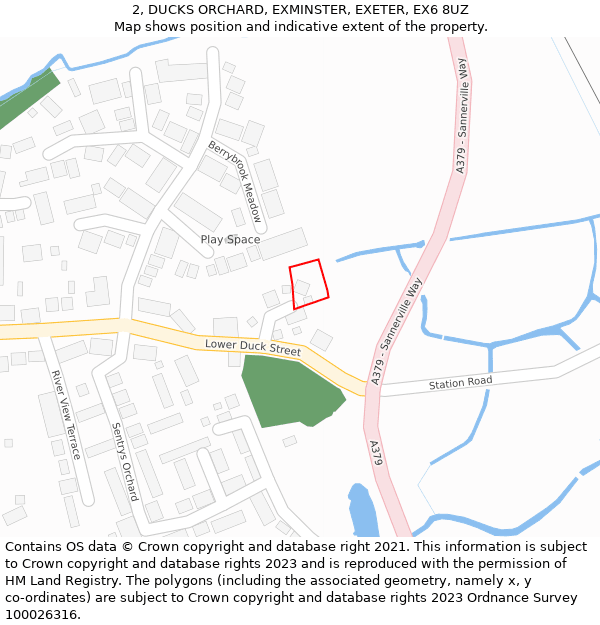 2, DUCKS ORCHARD, EXMINSTER, EXETER, EX6 8UZ: Location map and indicative extent of plot