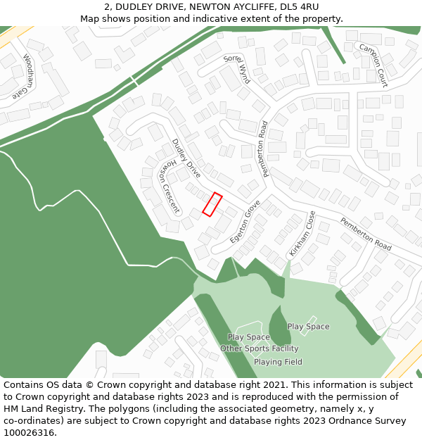 2, DUDLEY DRIVE, NEWTON AYCLIFFE, DL5 4RU: Location map and indicative extent of plot
