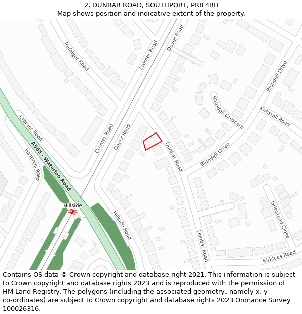 2, DUNBAR ROAD, SOUTHPORT, PR8 4RH: Location map and indicative extent of plot