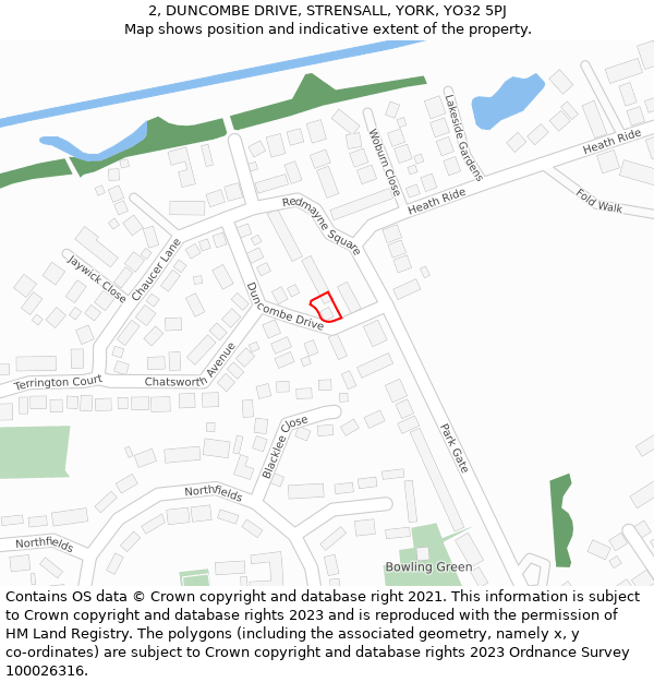 2, DUNCOMBE DRIVE, STRENSALL, YORK, YO32 5PJ: Location map and indicative extent of plot