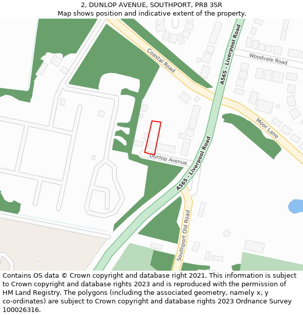 2, DUNLOP AVENUE, SOUTHPORT, PR8 3SR: Location map and indicative extent of plot