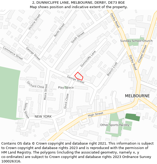 2, DUNNICLIFFE LANE, MELBOURNE, DERBY, DE73 8GE: Location map and indicative extent of plot