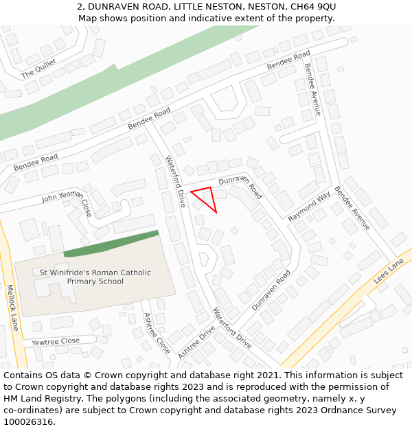 2, DUNRAVEN ROAD, LITTLE NESTON, NESTON, CH64 9QU: Location map and indicative extent of plot