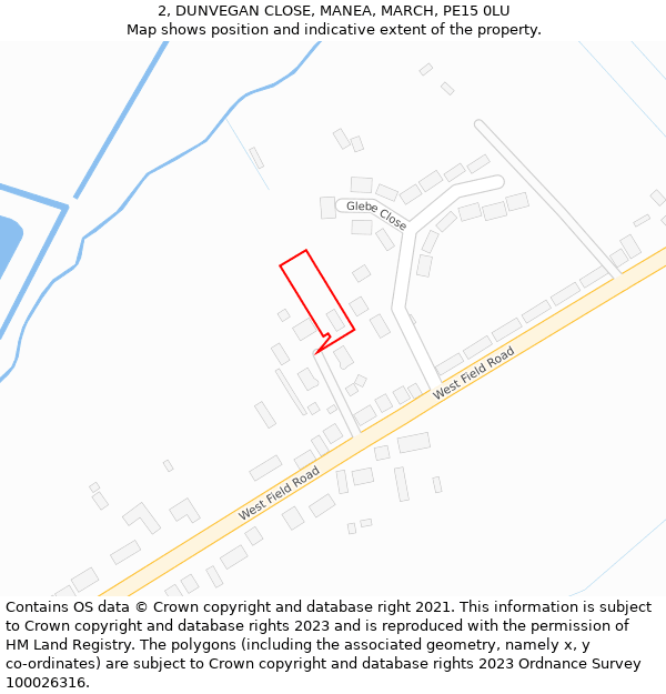 2, DUNVEGAN CLOSE, MANEA, MARCH, PE15 0LU: Location map and indicative extent of plot