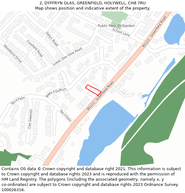 2, DYFFRYN GLAS, GREENFIELD, HOLYWELL, CH8 7RU: Location map and indicative extent of plot