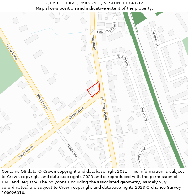 2, EARLE DRIVE, PARKGATE, NESTON, CH64 6RZ: Location map and indicative extent of plot